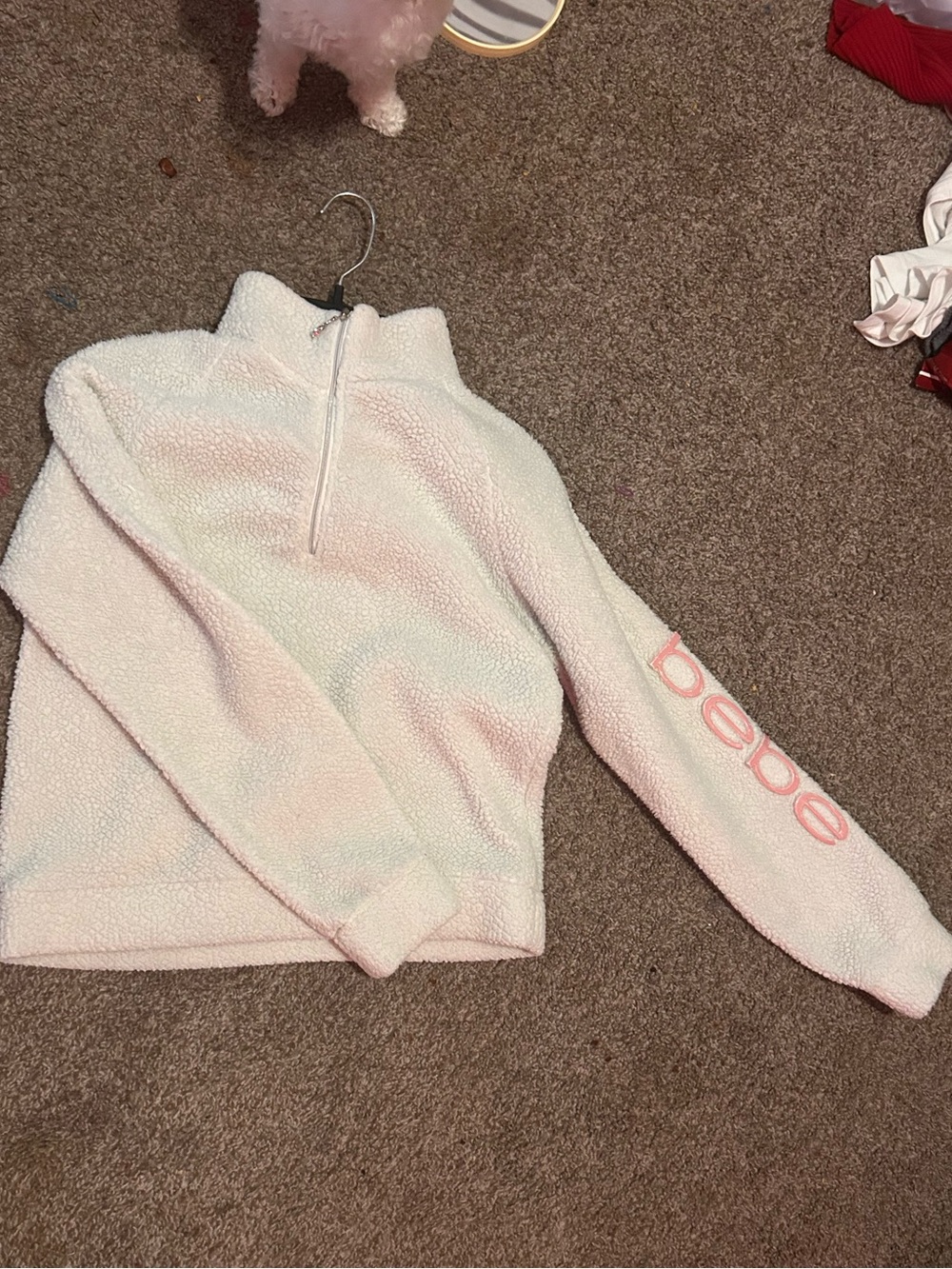 bebe Pastel Pink Sherpa Half-Zip Pullover